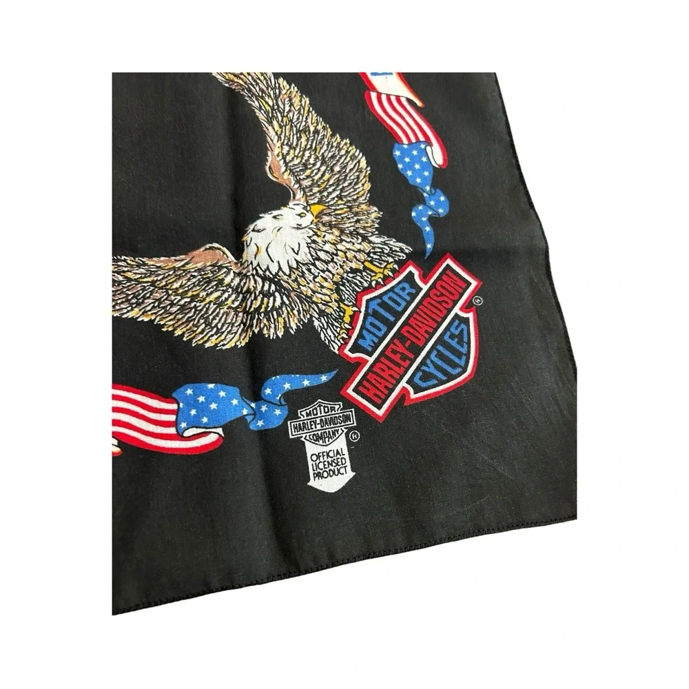 Vintage Harley Davidson Bandana Black Motorcycle Biker Eagle Made In USA
